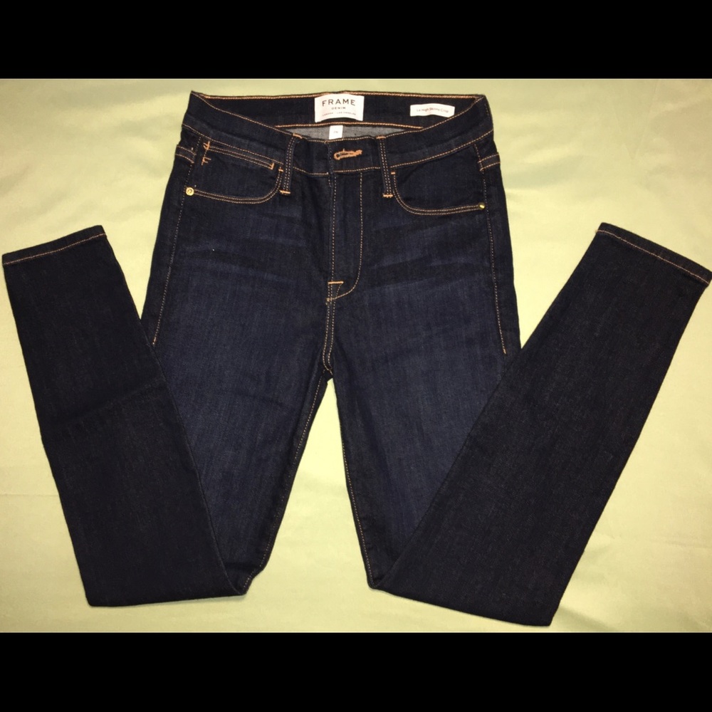 Frame Dark Blue Jeans Le High Skinny Crop